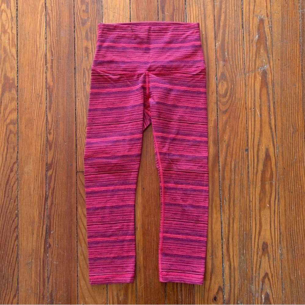 Lululemon Athletica Pink Striped Crop high waisted Leggings